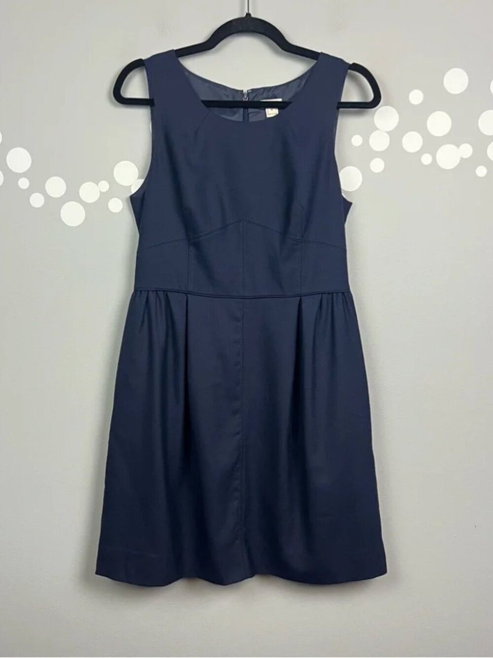 J.Crew Factory Navy Sleeveless Fit & Flare Dress Wool Blend Size 8 Pockets